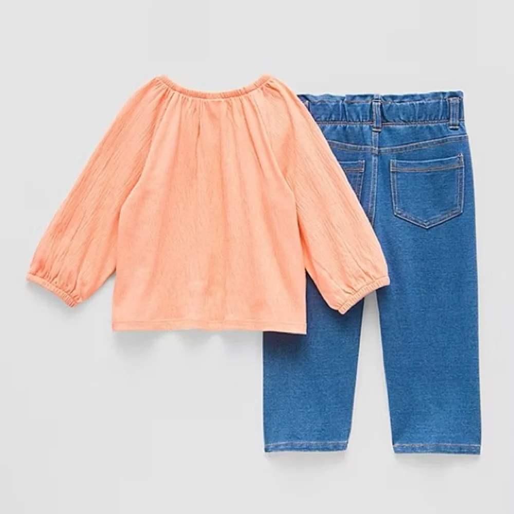 NWT Disney Baby Girls Long Sleeve Top & Pants Set Coral Size 3-6M